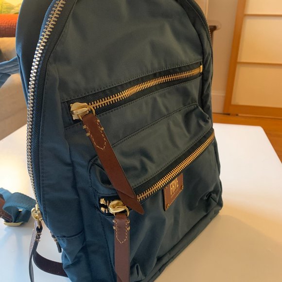 Frye Bags Frye Nylon Blue Backpack With Leather Trim Poshmark